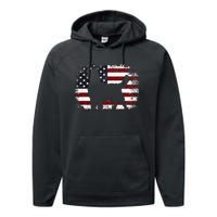 American Flag 4th of July Golden Retriever Dad Mom Dog Lover Performance Fleece Hoodie