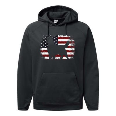 American Flag 4th of July Golden Retriever Dad Mom Dog Lover Performance Fleece Hoodie