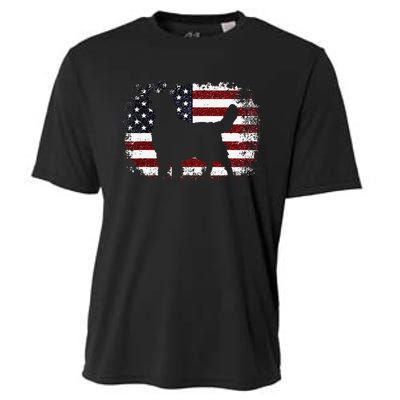 American Flag 4th of July Golden Retriever Dad Mom Dog Lover Cooling Performance Crew T-Shirt