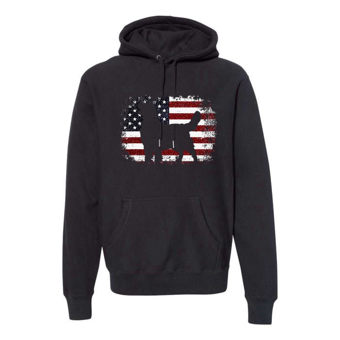 American Flag 4th of July Golden Retriever Dad Mom Dog Lover Premium Hoodie