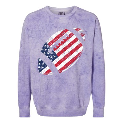 American Football 4th July American Flag Patriotic Gift Colorblast Crewneck Sweatshirt