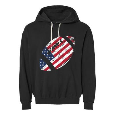 American Football 4th July American Flag Patriotic Gift Garment-Dyed Fleece Hoodie