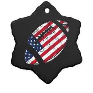 American Football 4th July American Flag Patriotic Gift Ceramic Star Ornament