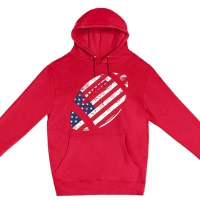 American Football 4th July American Flag Patriotic Gift Premium Pullover Hoodie