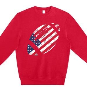 American Football 4th July American Flag Patriotic Gift Premium Crewneck Sweatshirt