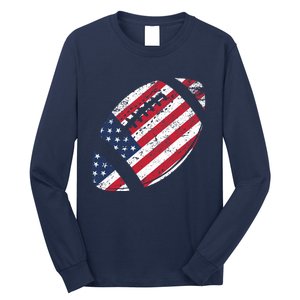 American Football 4th July American Flag Patriotic Gift Long Sleeve Shirt