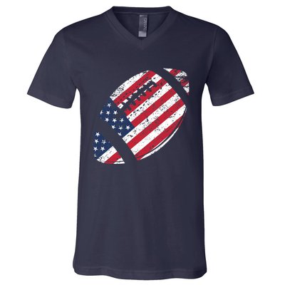 American Football 4th July American Flag Patriotic Gift V-Neck T-Shirt