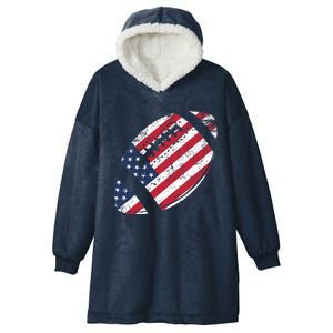 American Football 4th July American Flag Patriotic Gift Hooded Wearable Blanket