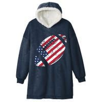 American Football 4th July American Flag Patriotic Gift Hooded Wearable Blanket