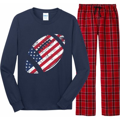 American Football 4th July American Flag Patriotic Gift Long Sleeve Pajama Set