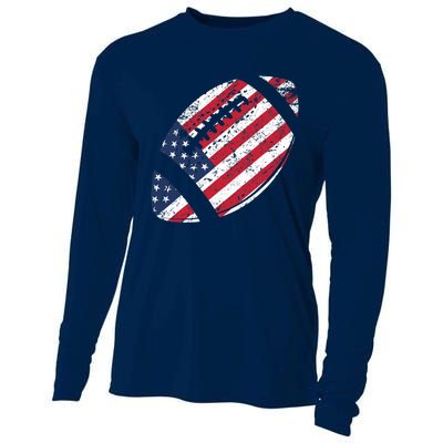 American Football 4th July American Flag Patriotic Gift Cooling Performance Long Sleeve Crew