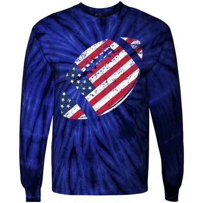 American Football 4th July American Flag Patriotic Gift Tie-Dye Long Sleeve Shirt