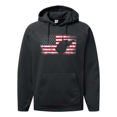 American Flag 4th Of July West Virginia Wv Performance Fleece Hoodie