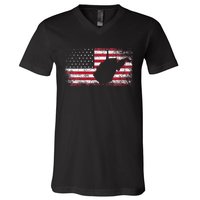 American Flag 4th Of July West Virginia Wv V-Neck T-Shirt