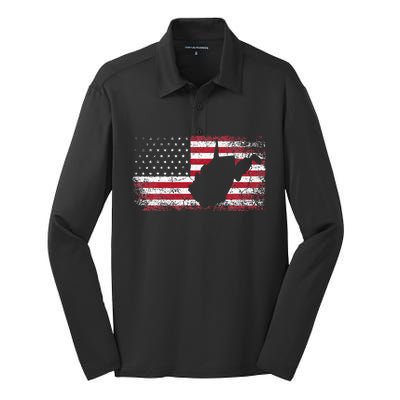 American Flag 4th Of July West Virginia Wv Silk Touch Performance Long Sleeve Polo