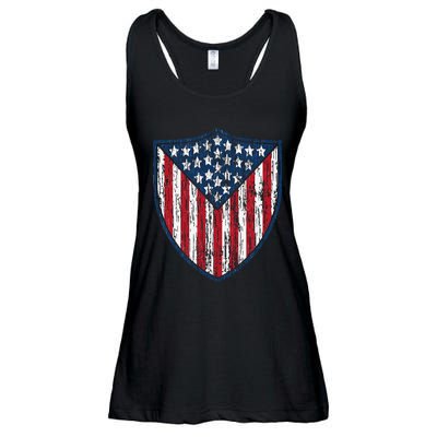 American Flag 4th Of July USA Veteran Military Army Soldier Ladies Essential Flowy Tank