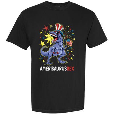 American Flag 4th of July T Rex Dinosaur Amerisaurus Rex Boy Garment-Dyed Heavyweight T-Shirt