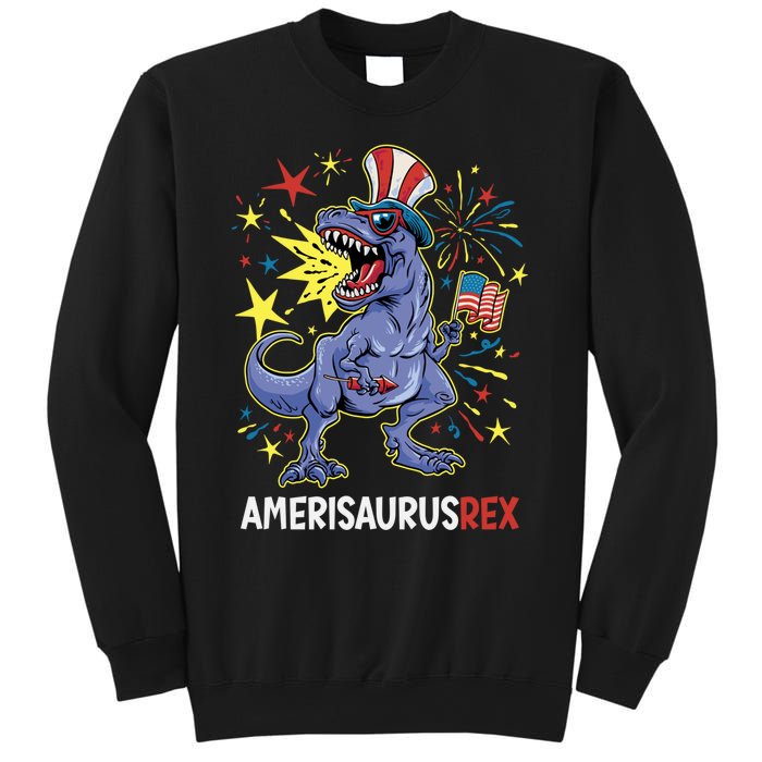 American Flag 4th of July T Rex Dinosaur Amerisaurus Rex Boy Sweatshirt