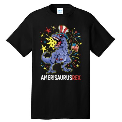 American Flag 4th of July T Rex Dinosaur Amerisaurus Rex Boy Tall T-Shirt