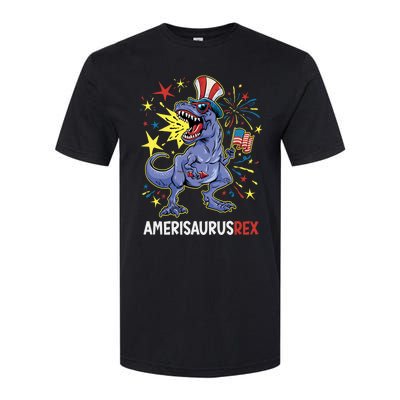 American Flag 4th of July T Rex Dinosaur Amerisaurus Rex Boy Softstyle CVC T-Shirt