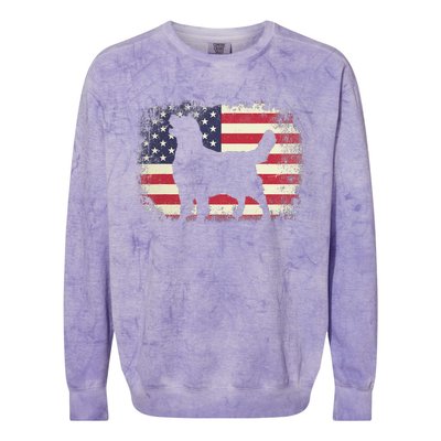 American Flag 4th of July Golden Retriever Dad Mom Dog Lover Colorblast Crewneck Sweatshirt