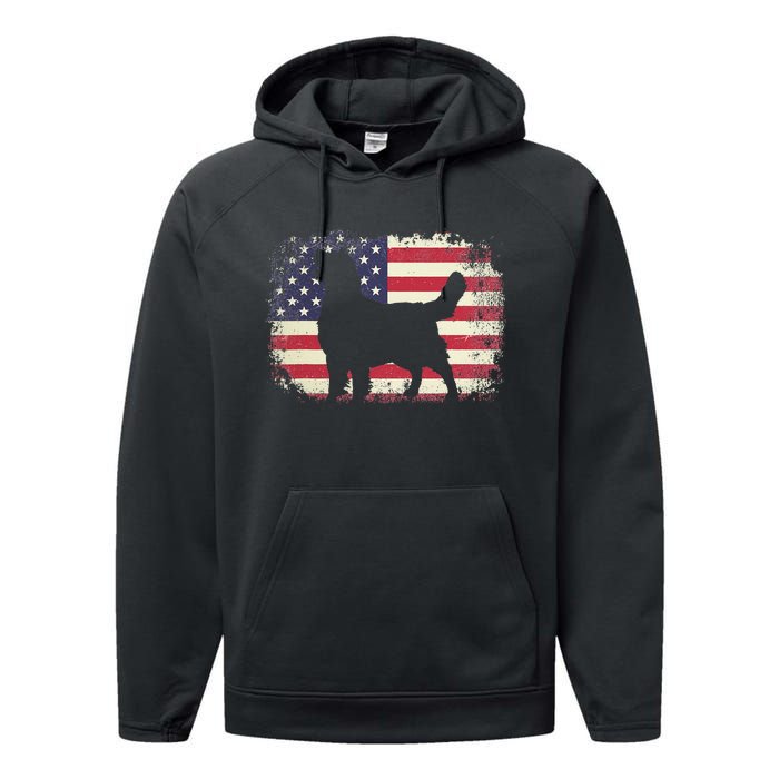 American Flag 4th of July Golden Retriever Dad Mom Dog Lover Performance Fleece Hoodie