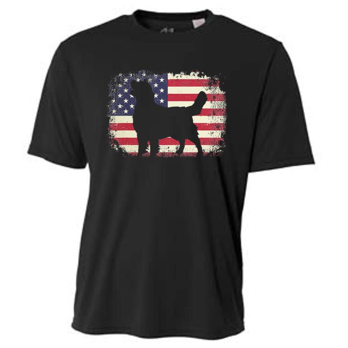 American Flag 4th of July Golden Retriever Dad Mom Dog Lover Cooling Performance Crew T-Shirt