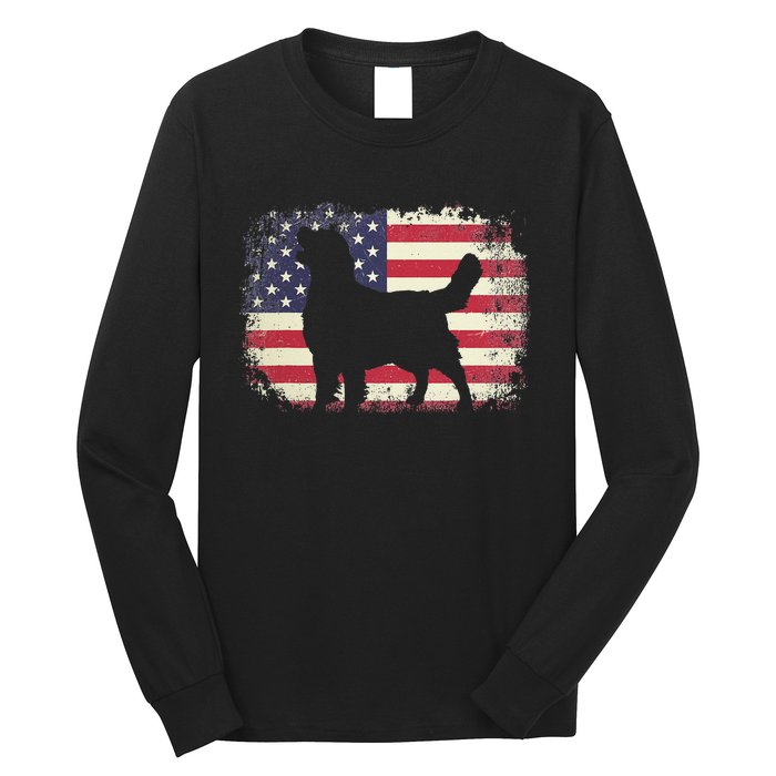 American Flag 4th of July Golden Retriever Dad Mom Dog Lover Long Sleeve Shirt