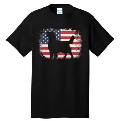 American Flag 4th of July Golden Retriever Dad Mom Dog Lover Tall T-Shirt