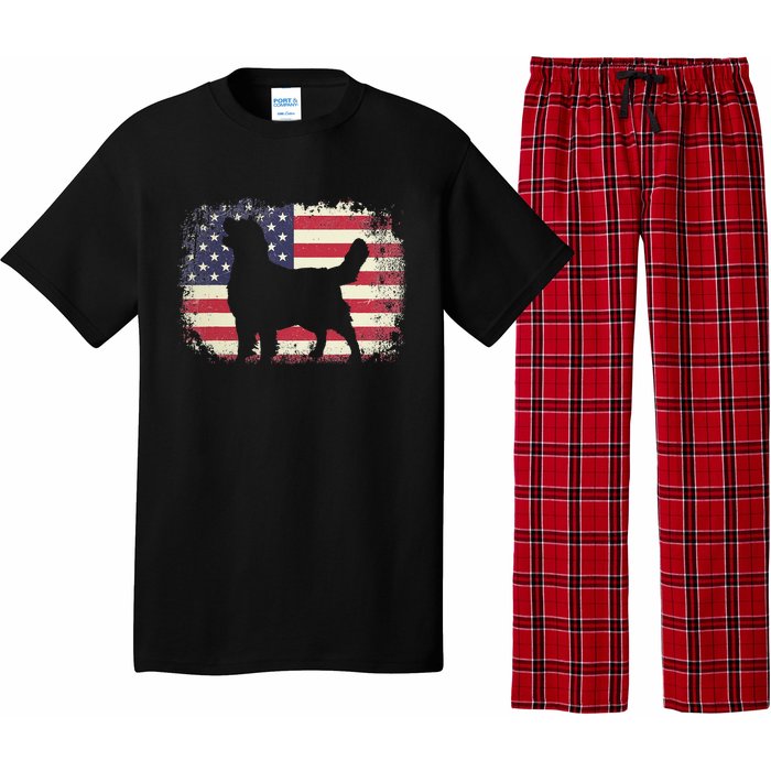 American Flag 4th of July Golden Retriever Dad Mom Dog Lover Pajama Set