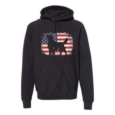 American Flag 4th of July Golden Retriever Dad Mom Dog Lover Premium Hoodie