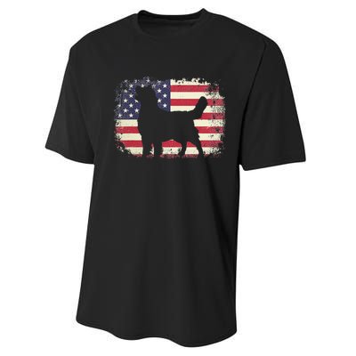 American Flag 4th of July Golden Retriever Dad Mom Dog Lover Performance Sprint T-Shirt