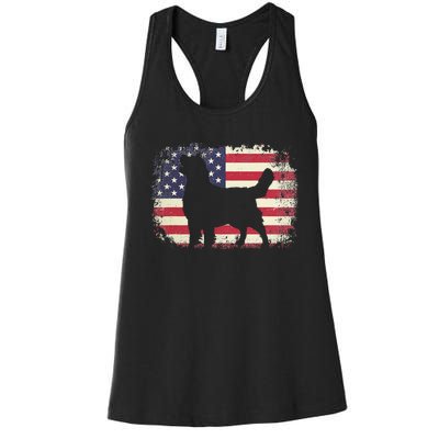 American Flag 4th of July Golden Retriever Dad Mom Dog Lover Women's Racerback Tank