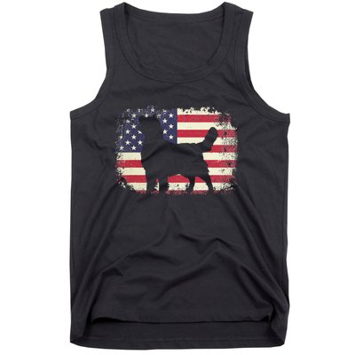 American Flag 4th of July Golden Retriever Dad Mom Dog Lover Tank Top