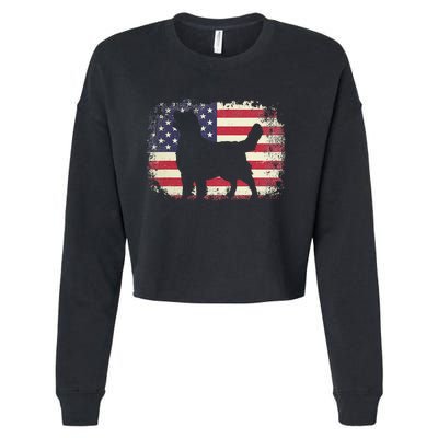 American Flag 4th of July Golden Retriever Dad Mom Dog Lover Cropped Pullover Crew