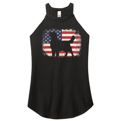 American Flag 4th of July Golden Retriever Dad Mom Dog Lover Women’s Perfect Tri Rocker Tank