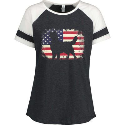 American Flag 4th of July Golden Retriever Dad Mom Dog Lover Enza Ladies Jersey Colorblock Tee