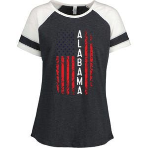 Alabama Flag 4th Of July American Alabaman Patriotic Enza Ladies Jersey Colorblock Tee