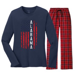 Alabama Flag 4th Of July American Alabaman Patriotic Women's Long Sleeve Flannel Pajama Set 