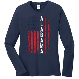 Alabama Flag 4th Of July American Alabaman Patriotic Ladies Long Sleeve Shirt