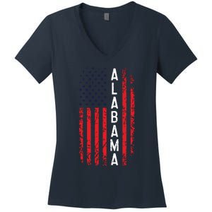 Alabama Flag 4th Of July American Alabaman Patriotic Women's V-Neck T-Shirt