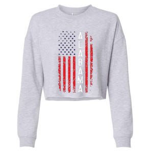 Alabama Flag 4th Of July American Alabaman Patriotic Cropped Pullover Crew