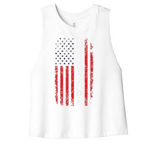 Alabama Flag 4th Of July American Alabaman Patriotic Women's Racerback Cropped Tank