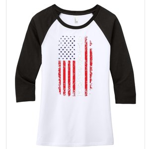 Alabama Flag 4th Of July American Alabaman Patriotic Women's Tri-Blend 3/4-Sleeve Raglan Shirt