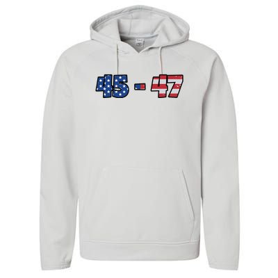 American Flag 45 & 47 Trump 2024 Republican Performance Fleece Hoodie