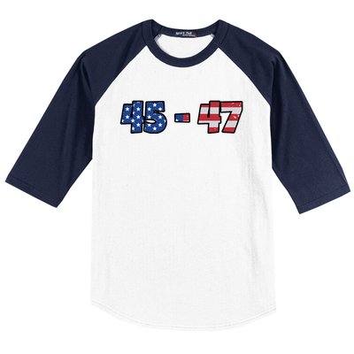 American Flag 45 & 47 Trump 2024 Republican Baseball Sleeve Shirt