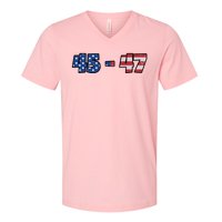 American Flag 45 & 47 Trump 2024 Republican V-Neck T-Shirt