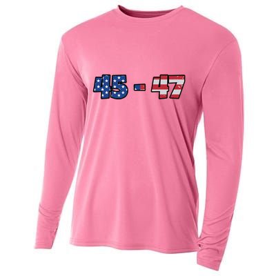 American Flag 45 & 47 Trump 2024 Republican Cooling Performance Long Sleeve Crew