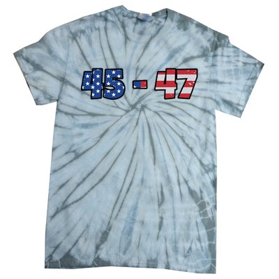 American Flag 45 & 47 Trump 2024 Republican Tie-Dye T-Shirt