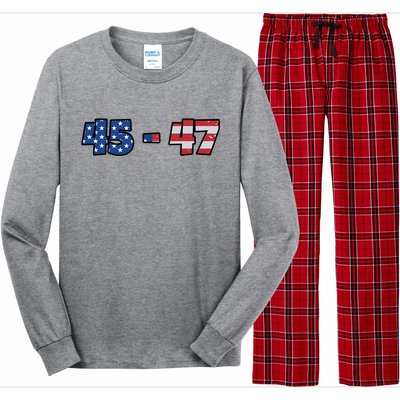 American Flag 45 & 47 Trump 2024 Republican Long Sleeve Pajama Set